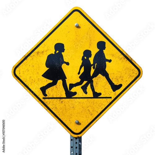 Children Walking Sign: Safety First! with Transparent Background