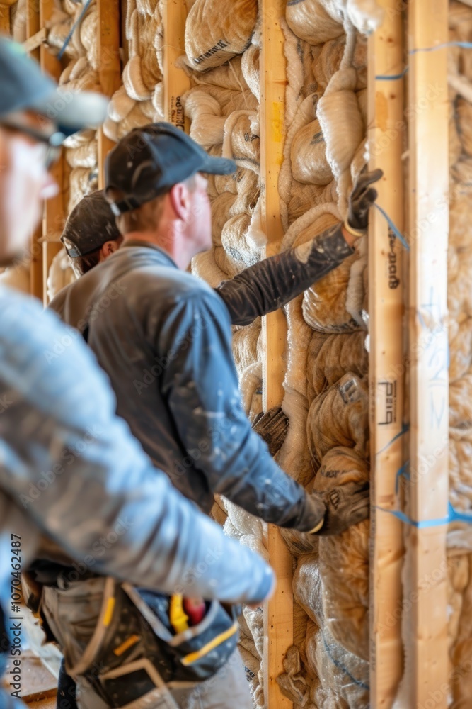 Contractors Install Rolled Insulation in New Home for Enhanced Energy Efficiency and Comfort Contractors Install Rolled Insulation in New Home for Enhanced Energy Efficiency and Comfort