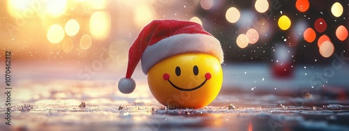 Smiley in Santa Claus hat. Selective focus
