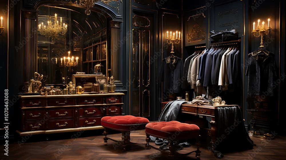 Lavish Dressing Room with Plush Seating and Elegant Vanity
Lavish Dressing Room with Plush Seating and Elegant Vanity
