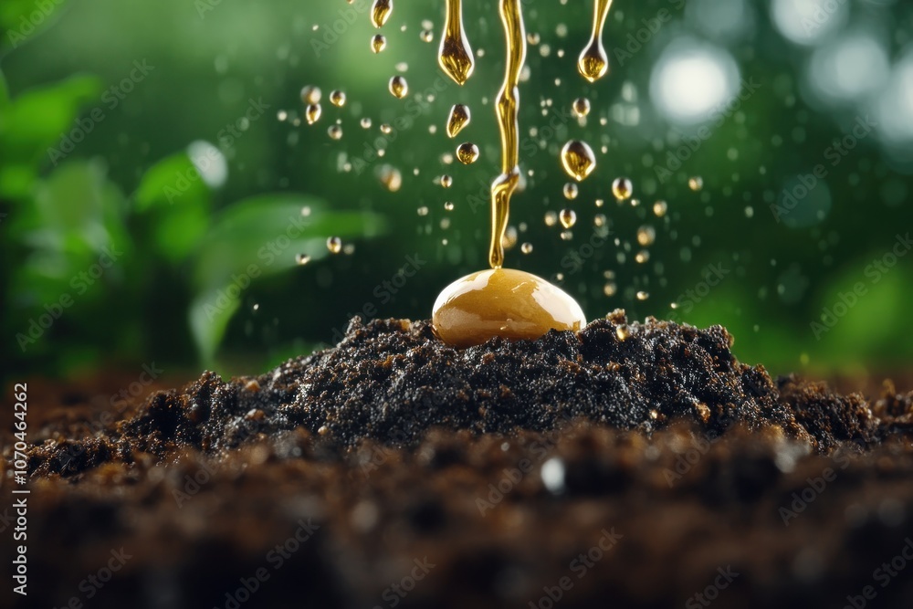 Tiny Sprouting Seed in Fertile Soil Early Life and Potential Growth in the Garden, A Symbol of New Beginnings, Nature's Cycle, and the Promise of Life