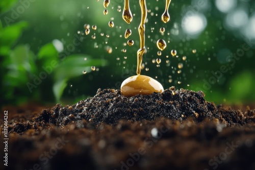 Obraz na płótnie Tiny Sprouting Seed in Fertile Soil Early Life and Potential Growth in the Garden, A Symbol of New Beginnings, Nature's Cycle, and the Promise of Life w salonie