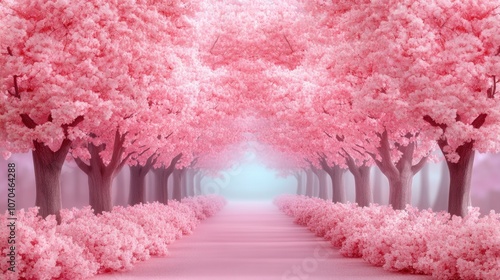 Obraz na płótnie Tranquil and Serene Cherry Blossom Trees in Full Bloom A Stunning Display of Spring's Seasonal Beauty w salonie