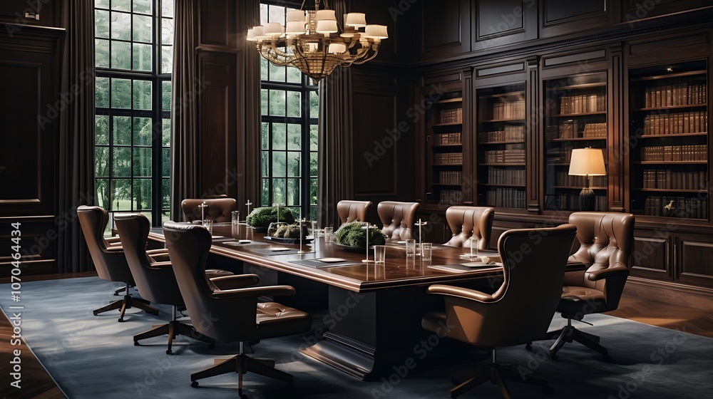 Luxurious Executive Boardroom Featuring Modern Amenities and Sleek Decor
Luxurious Executive Boardroom Featuring Modern Amenities and Sleek Decor