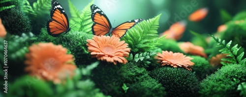 Vibrant Butterflies Dancing Among Garden Flowers, Capturing the Essence of Nature's Tranquility and Biodiversity, A Breathtaking Display of Beauty and Life
