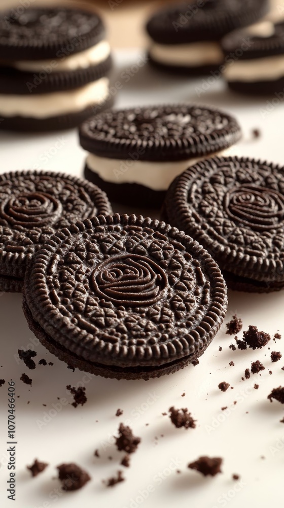 A closeup of delicious Oreo cookies. A closeup of delicious Oreo cookies.