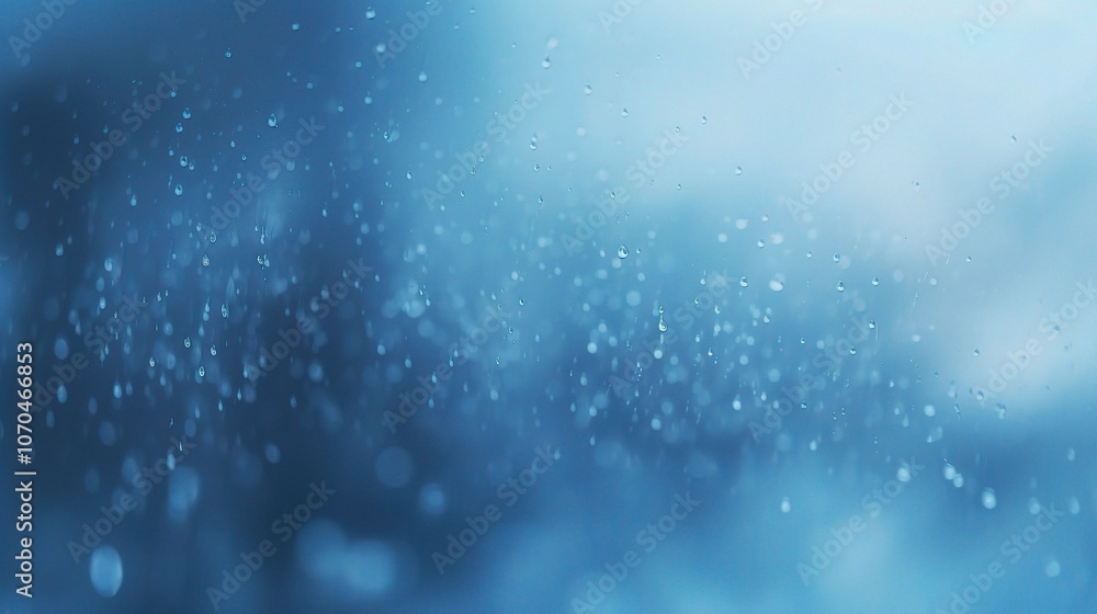 Blue Rain Drops with Soft Bokeh Effect Blue Rain Drops with Soft Bokeh Effect