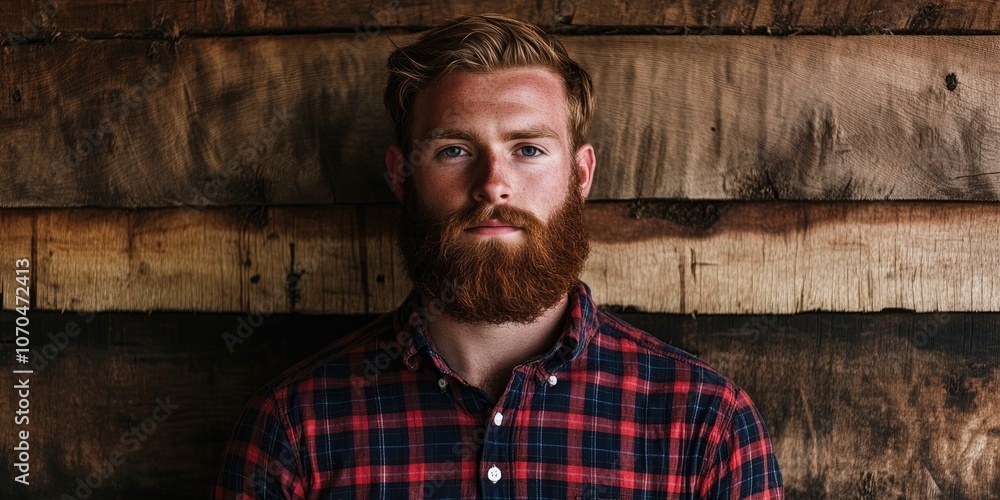 A portrait featuring a hipster lumberjack dressed in a plaid shirt, set against a backdrop of wood, captures the essence of this trendy style. A portrait featuring a hipster lumberjack dressed in a plaid shirt, set against a backdrop of wood, captures the essence of this trendy style.