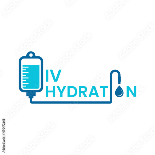 Hydration logo design vector with iv liquid art icon