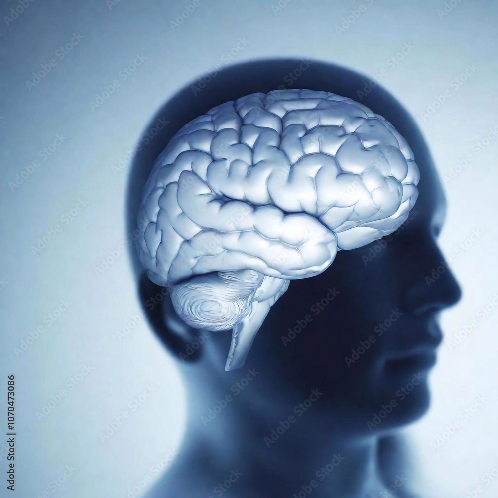 Fototapeta premium brain anatomy in human head, illustration