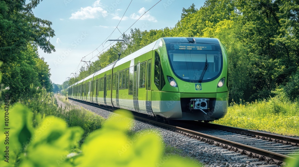 Naklejka premium Sustainable rail maintenance practices using energy-efficient methods and eco-friendly technologies