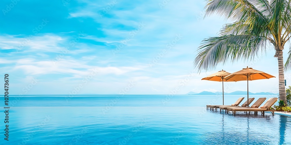 Palm trees on the background of the sea and blue sky. Palm trees on the background of the sea and blue sky.