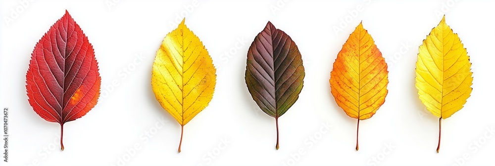 Obraz premium Colorful autumn leaves collection isolated displaying fall nature beauty. AI generated
