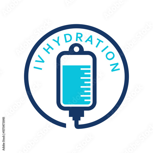 Hydration logo design vector with iv liquid art icon