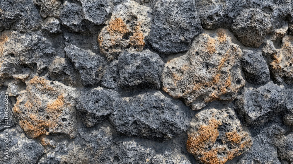 Textured lava rock wall with unique formations and colors Textured lava rock wall with unique formations and colors