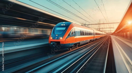 International high-speed rail connecting nations with seamless cross-border train systems photo