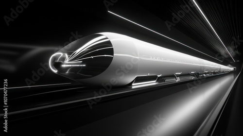 Hyperloop rail networks using vacuum tubes and magnetic levitation for futuristic high-speed travel photo