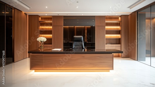 Wallpaper Mural Modern office interior with a sleek desk and elegant lighting. Torontodigital.ca