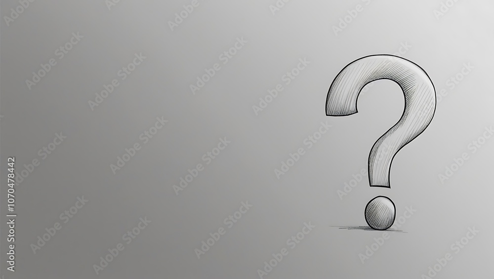 Naklejka premium Question mark pencil sketch on right side for your presentation background or wallpaper