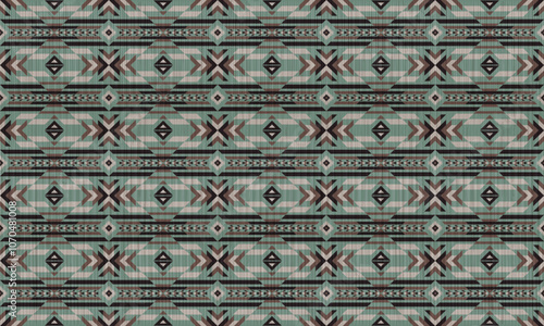 American tribal ethnic native pattern.Traditional Navajo,Aztec,Apache,Southwest and Mexican style fabric pattern.Abstract vector motifs pattern.For fabric,clothing,blanket,carpet,woven,wrap,decoration