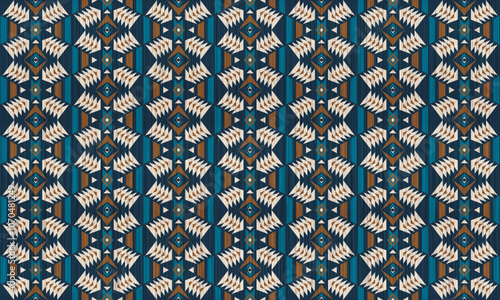 American tribal ethnic native pattern.Traditional Navajo,Aztec,Apache,Southwest and Mexican style fabric pattern.Abstract vector motifs pattern.For fabric,clothing,blanket,carpet,woven,wrap,decoration