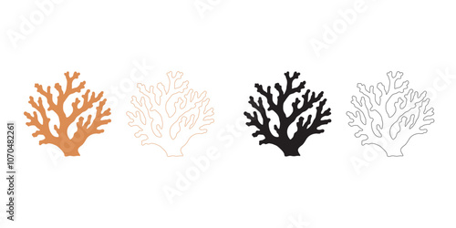 Sea Coral Seaweed Illustration Artwork with outline