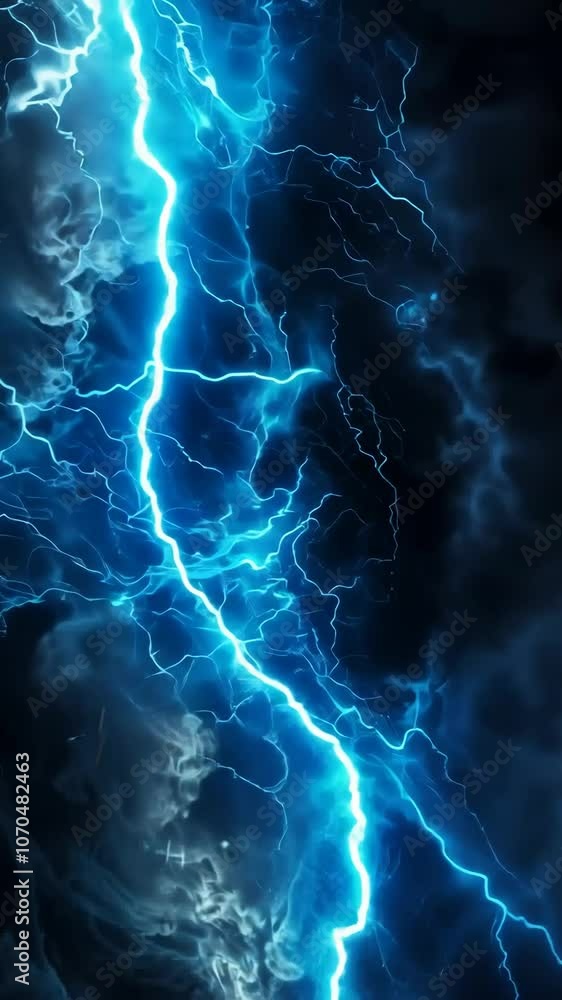 Electric blue lightning in dark sky, abstract energy concept Electric blue lightning in dark sky, abstract energy concept