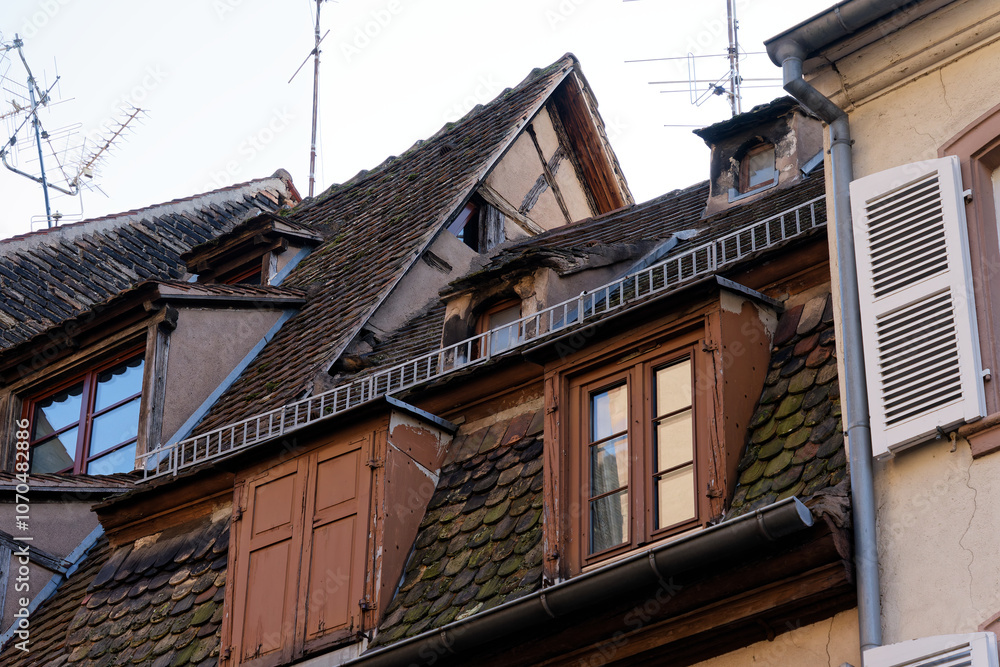an alternative and detailed view of Strasbourg in Alsace, France. Traditional half-timbered houses an alternative and detailed view of Strasbourg in Alsace, France. Traditional half-timbered houses
