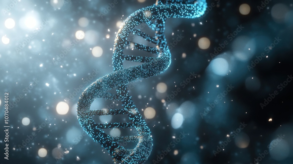 A 3D representation of a DNA double helix with a glowing effect. A 3D representation of a DNA double helix with a glowing effect.