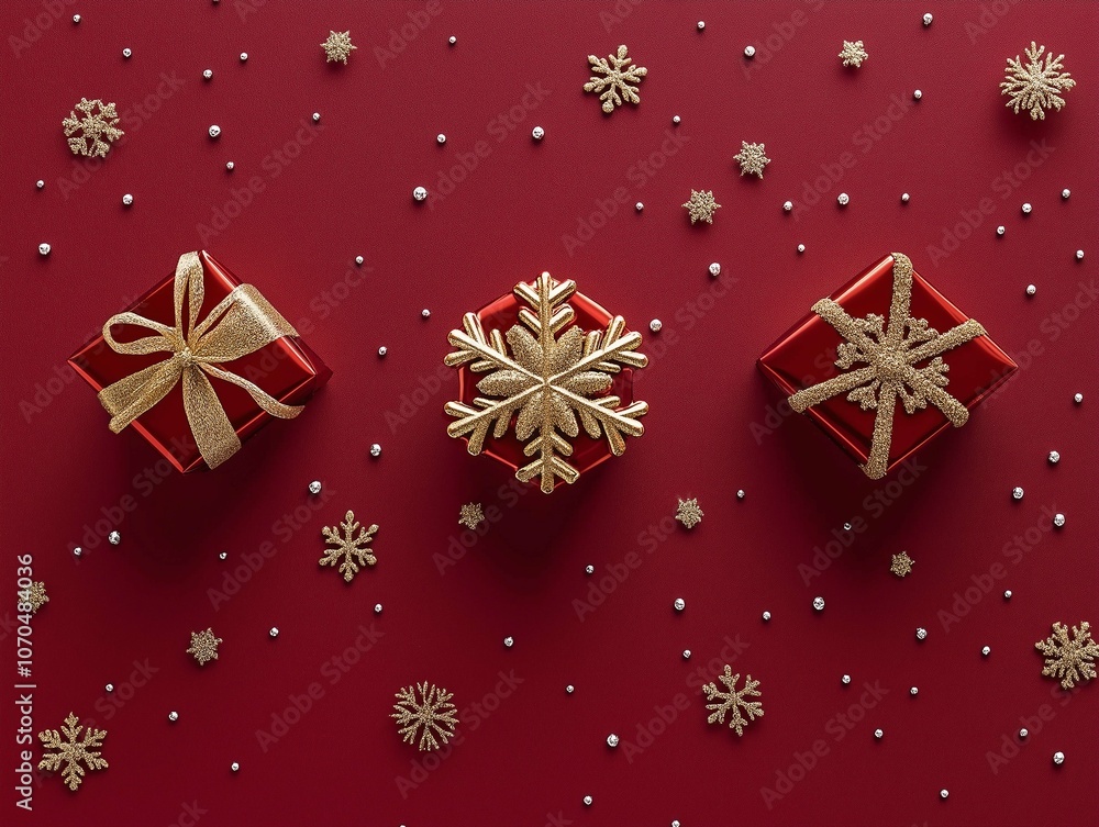 Elegant Minimalist Red Background with Golden Accents Elegant Minimalist Red Background with Golden Accents