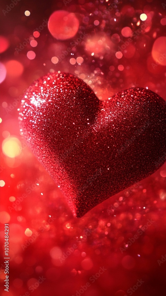 Glittering red heart radiates love amidst a sea of shimmering bokeh lights, creating a magical and romantic atmosphere perfect for Valentine's Day or expressions of affection. Glittering red heart radiates love amidst a sea of shimmering bokeh lights, creating a magical and romantic atmosphere perfect for Valentine's Day or expressions of affection.