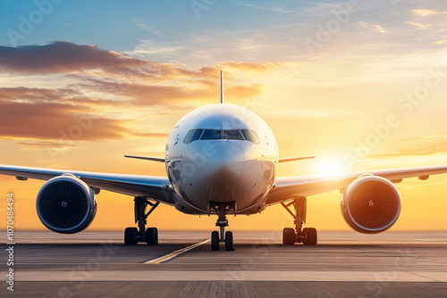 Stunning Collection of Parked Airplanes on the Tarmac at Sunrise and Sunset, Showcasing Aviation Beauty, Travel Inspiration, and Modern Aircraft Engineering for Transportation and Tourism Themes