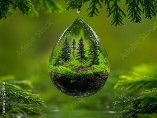 Tiny Forest Encased in Droplet of Water