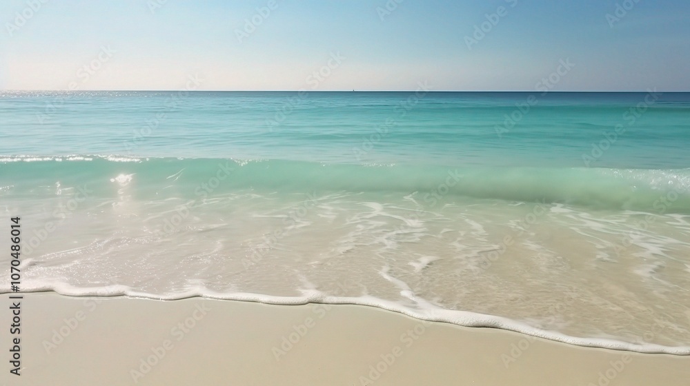 Serene Beach Waves Under Clear Blue Sky Serene Beach Waves Under Clear Blue Sky