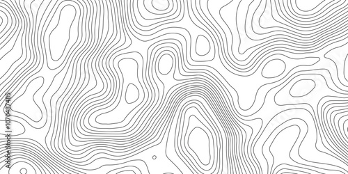 Abstract topographic contours map background. Lines Topographic contour lines map seamless pattern. The black on white contours topography stylized height of the lines map.