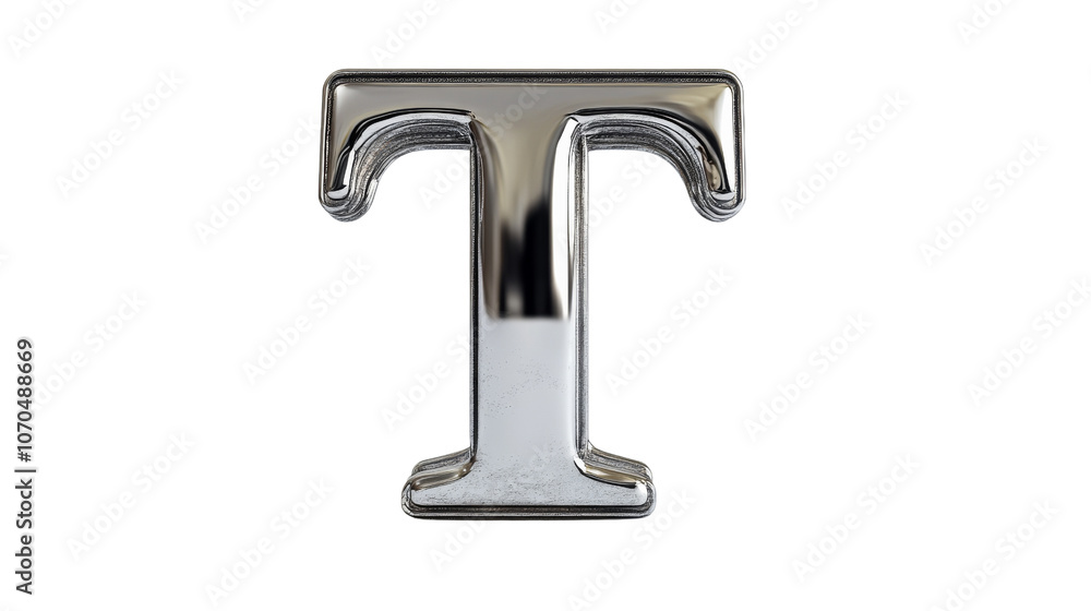 3D Silver Letter T. 3D Silver Letter T.