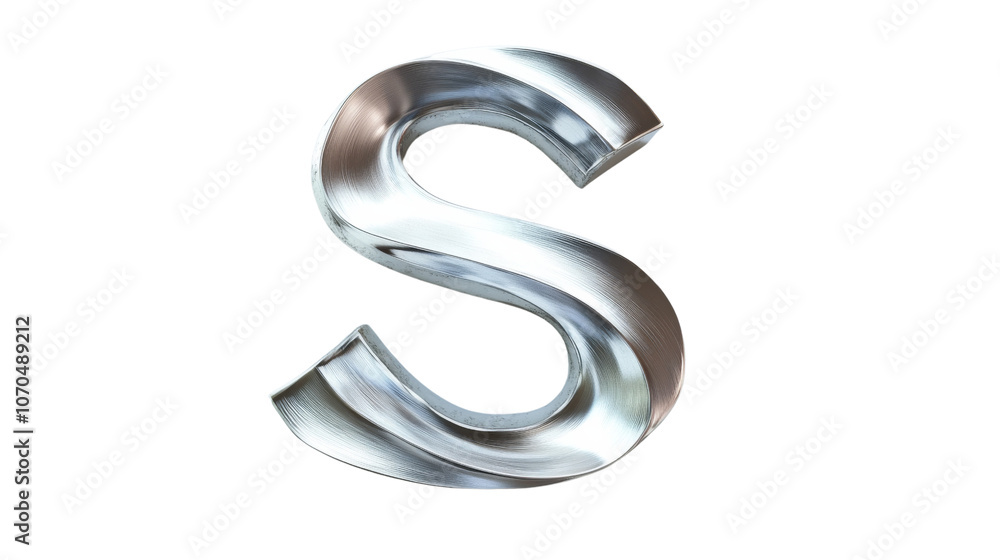 3D Render of Shiny Metal Letter S. 3D Render of Shiny Metal Letter S.