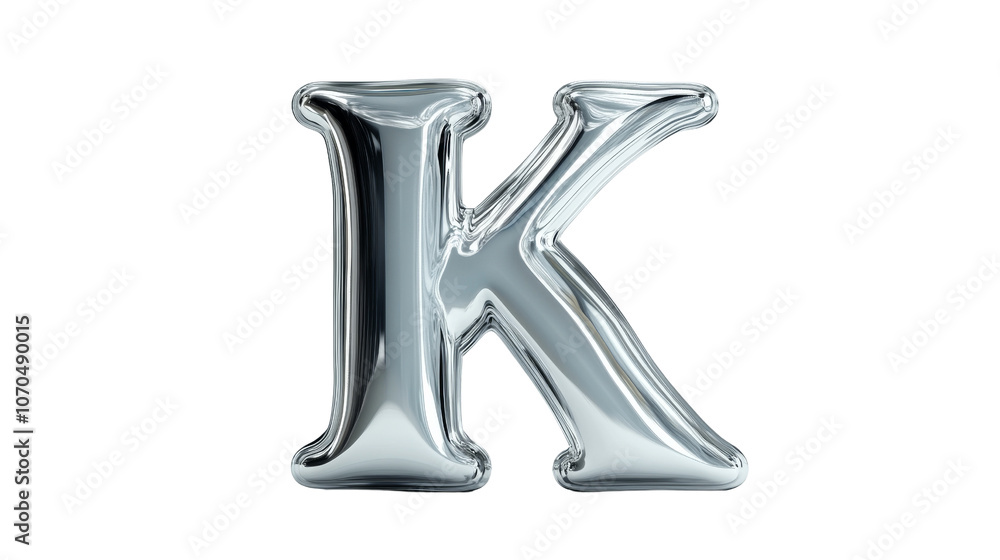 Shiny Chrome Letter K. Shiny Chrome Letter K.