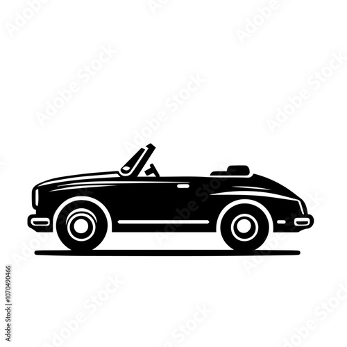 Classic Convertible Car Vector Icon - Vintage Cabriolet Silhouette for Retro Auto Design