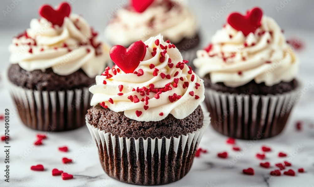 Chocolate cupcakes with cream. Chocolate cupcakes with cream.