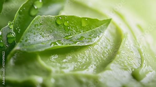 Fresh Green Avocado Cream with Water Drops and Leaves