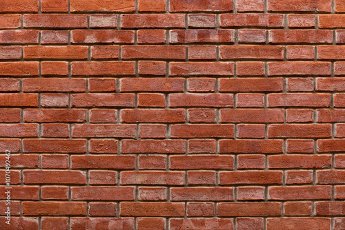 Red brick wall. Architectural seamless pattern of a wall. Textured background with copyspace.