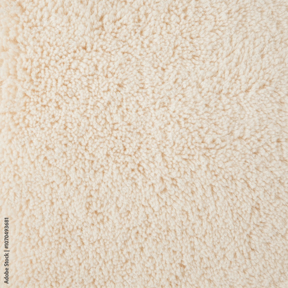 Close-up of soft, fluffy, cream-colored fabric texture. Close-up of soft, fluffy, cream-colored fabric texture.