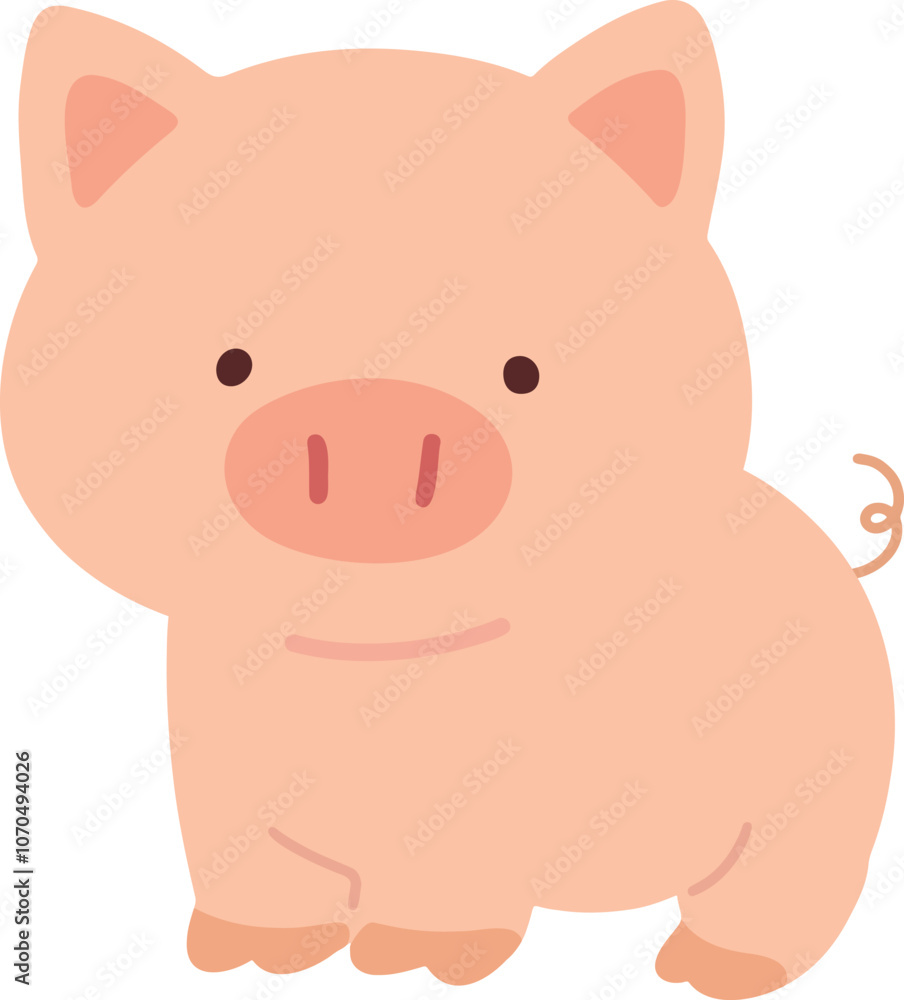 Simple and flat colored cute Pig illustration Simple and flat colored cute Pig illustration