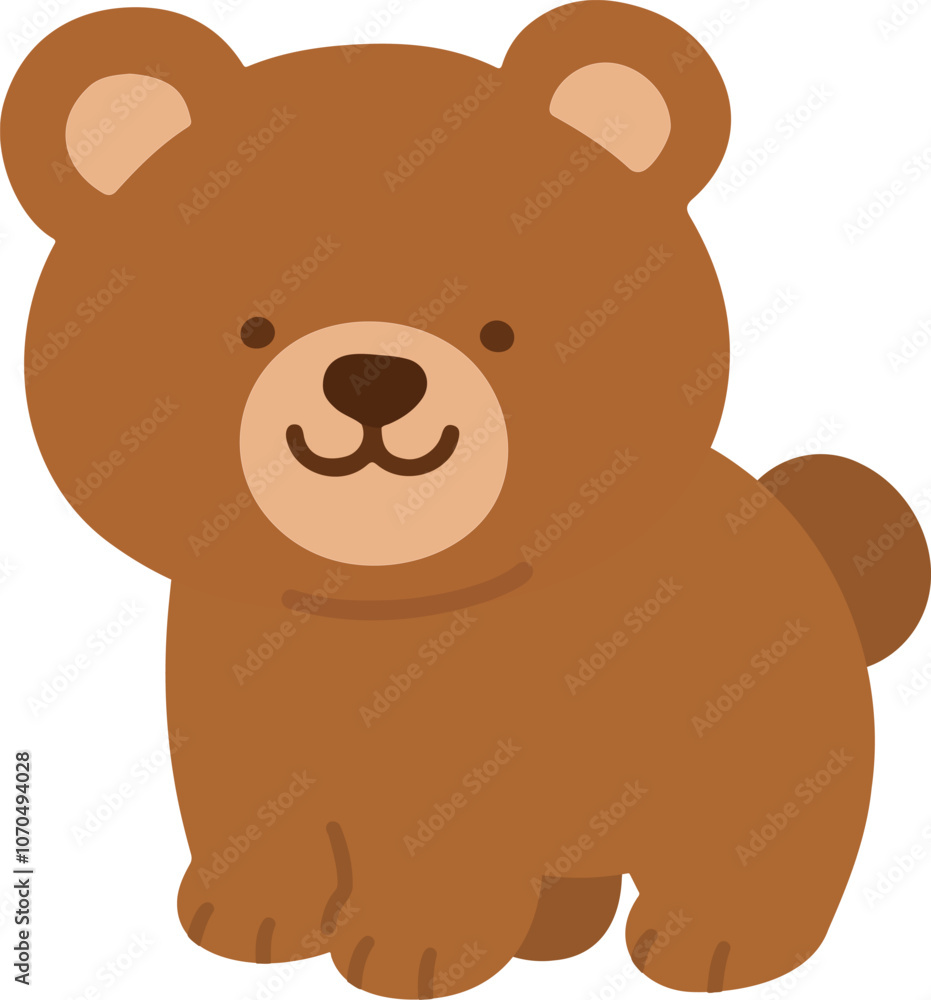 Simple and flat cute brown Bear illustration