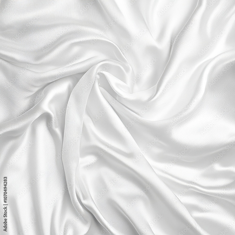 Close-up of white silky fabric with soft folds and ripples, creating a smooth, elegant, and luxurious texture. Close-up of white silky fabric with soft folds and ripples, creating a smooth, elegant, and luxurious texture.