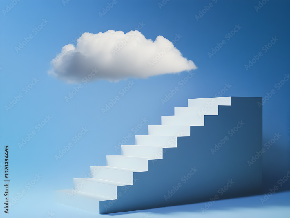 A simple staircase leading up to a tiny cloud.
A simple staircase leading up to a tiny cloud.