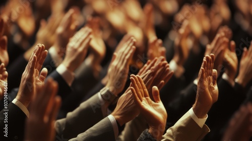 Applause, support and motivation with a business team clapping as an audience at a conference or seminar