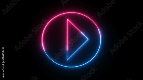 Wallpaper Mural Neon glowing sign play button animation pink and blue color on black background music play button icon animation. Neon style press start icon, technology and computer concept, glowing light. Torontodigital.ca