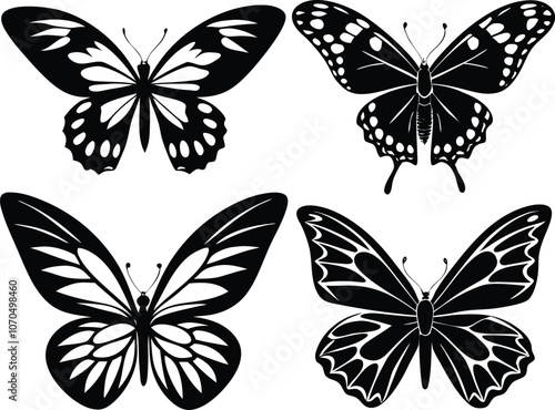 set of Butterfly silhouette butterfly silhouette icon vector illustration 